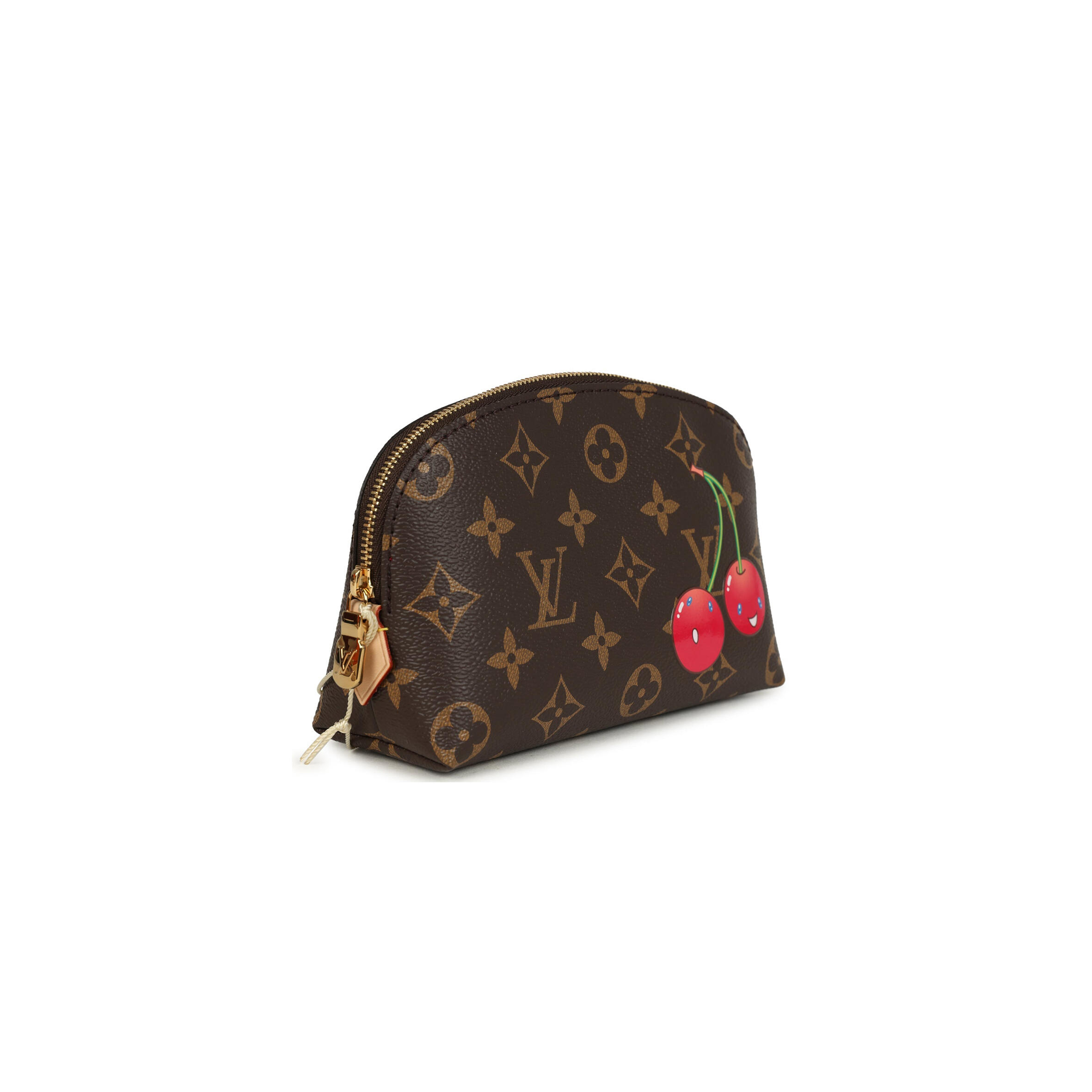 LOUIS VUITTON MASTER MURAKAMI X TAKASHI MURAKAMI CHERRY COSMETIC POUCH BROWN MONOGRAM GOLD HARDWARE M13766 (17*12*6cm)